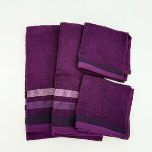 Home Expressions Prominent Purple Towel Set 4 Piece 2 Bath 2 Hand Washcloths NWT